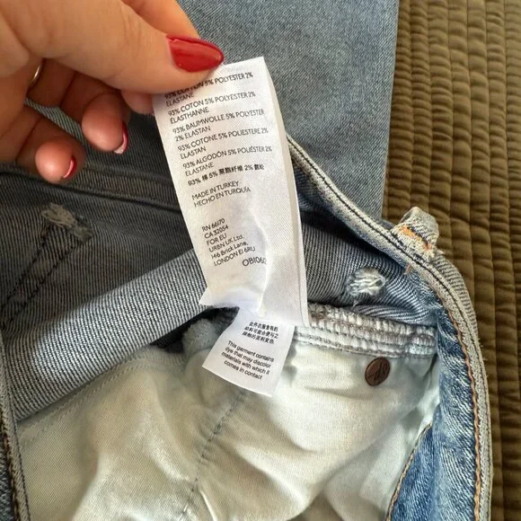 We The Free Anthropologie Light Wash High Rise Raw Hem Skinny Jeans Sz 31 - Picture 8 of 14